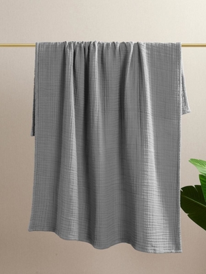 밝은 회색 계층 무슬린 담요 OEM 면화 무슬린 담요 성인용