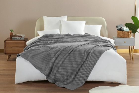 피부 친화적 인 100% 면화 웨이플 담요 OEM 웨이플 직물 쌍둥이 담요